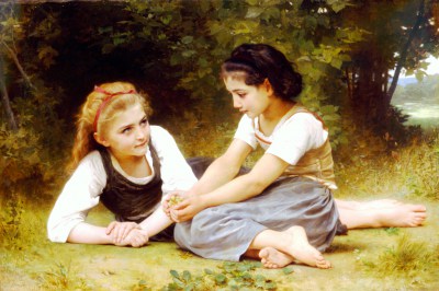 Dziewczynki z orzechami - scena rodzajowa - Bouguereau
