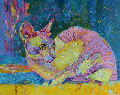 Obraz olejny kot: Kot różowy – Magdalena Walulik – reprodukcja